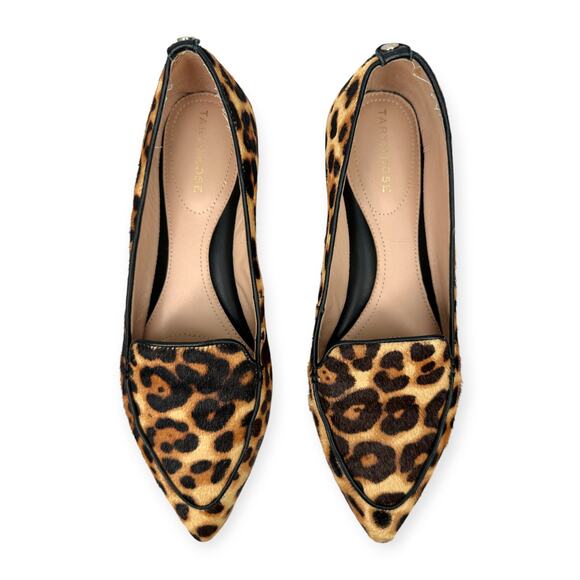Taryn Rose | 9B | Faye Leopard Print Calf Hair Pointed Toe Slip On Loafer Flats - Picture 2 of 9